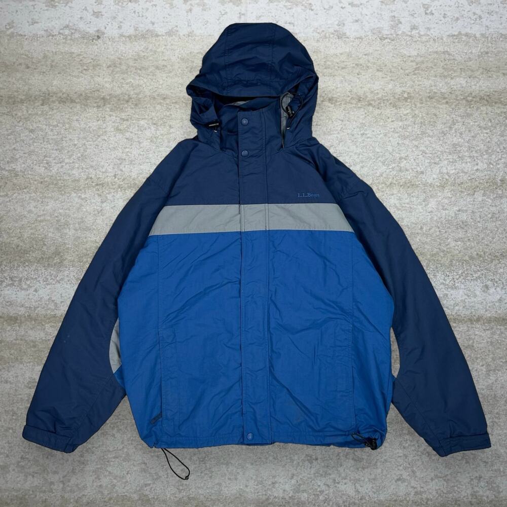 Vintage 90s LL Bean Ski Jacket Mens L Navy Blue Grey Full Zip